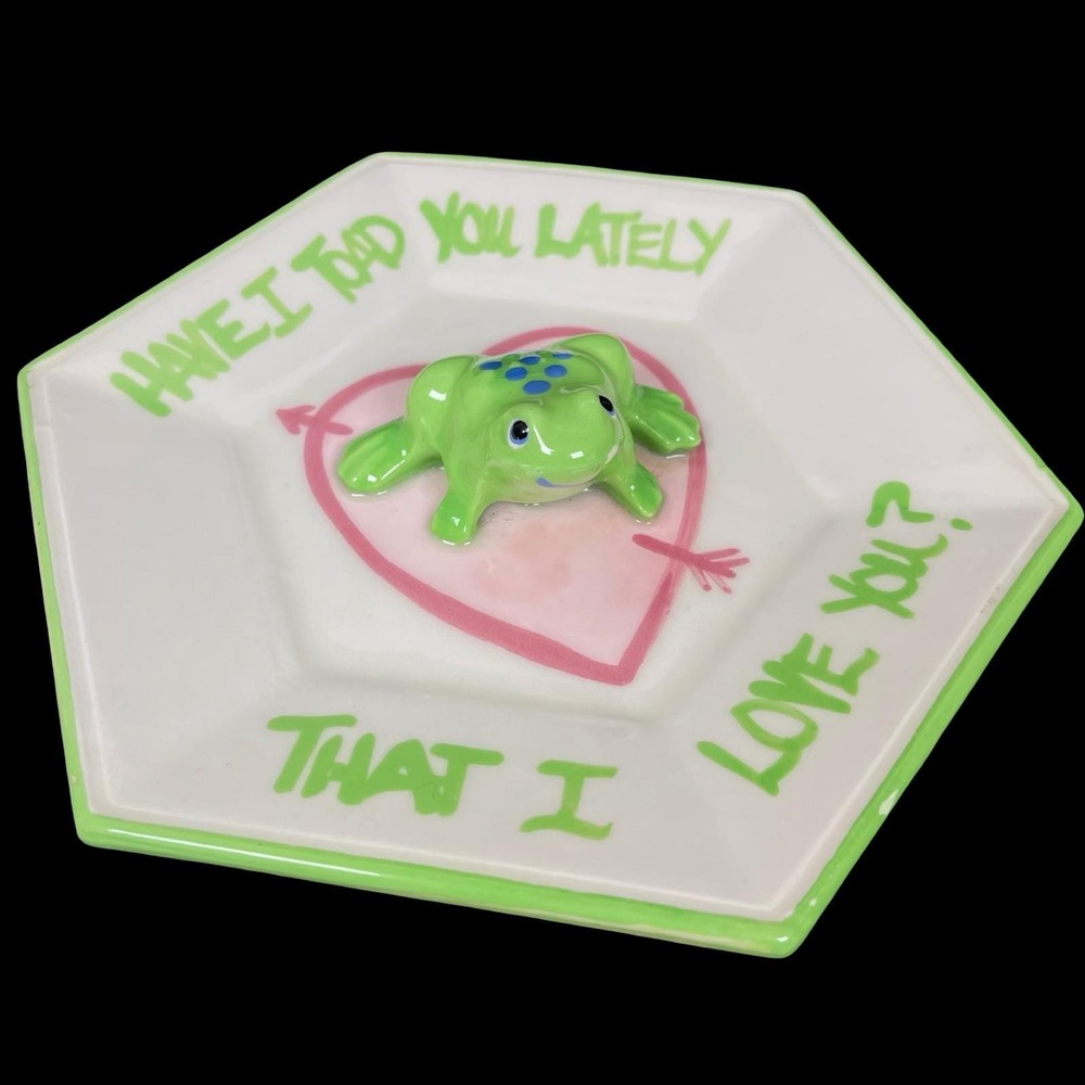 Vintage Have I Toad You Lately That I Love You Frog Trinket Dish Heart Whimsical